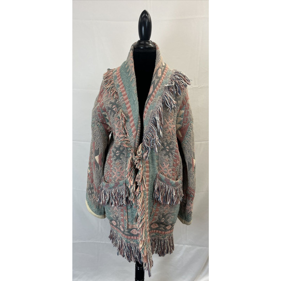 Classics Simply Country Wytheville VA Aztec Theme Vintage Coat OSFA Fringe Chrty - Picture 1 of 11
